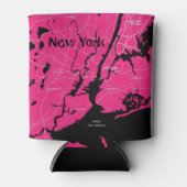 New York kaart, zwart en roze Blikjeskoeler (Voorkant)