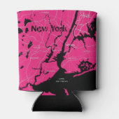 New York kaart, zwart en roze Blikjeskoeler (Achterkant)