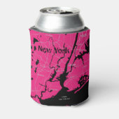 New York kaart, zwart en roze Blikjeskoeler (Blikje Achterkant)