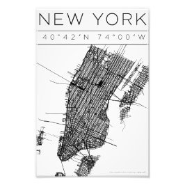 New York kaartposter Minimaal zwart-wit stadsart Foto Afdruk