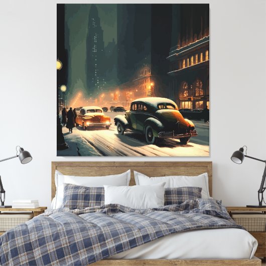 New York kerst 1930 Canvas Afdruk (Insitu (Slaapkamer))