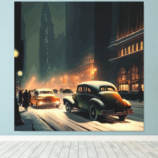 New York kerst 1930 Canvas Afdruk (Insitu (Houten vloer))