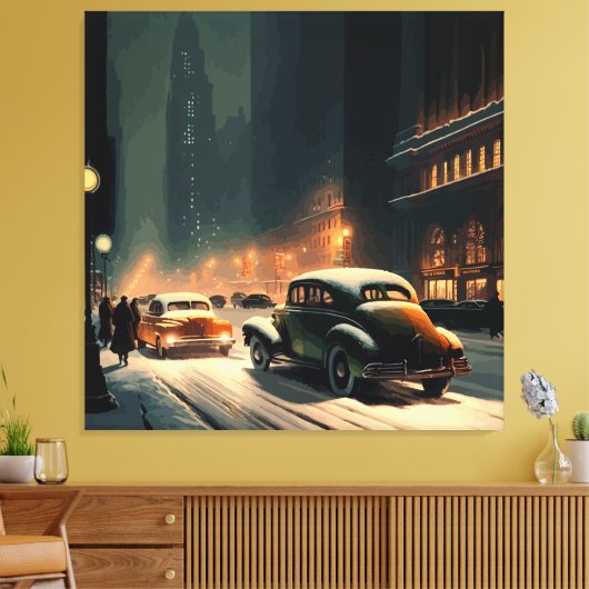 New York kerst 1930 Canvas Afdruk (Insitu (Woonkamer))