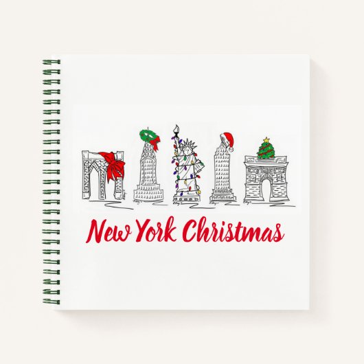 New York Kerstmis NYC Holiday Landmarks Pasen Notitieboek (Voorkant)