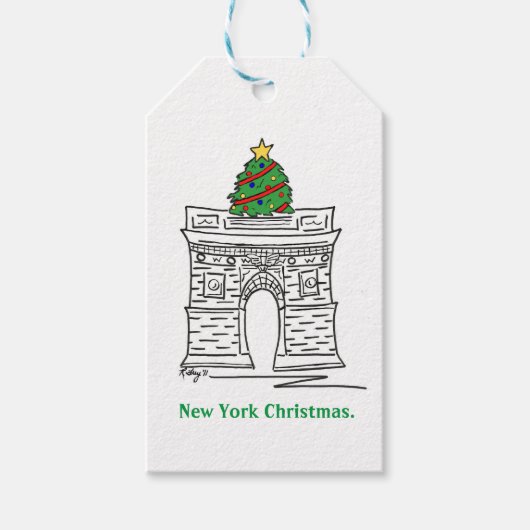 New York Kerstmis NYC Landmark Washington Square Cadeaulabel (Voorkant)
