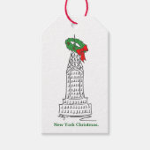 New York Kerstmis NYC Skyscraper Holiday Wreath Cadeaulabel (Voorkant)