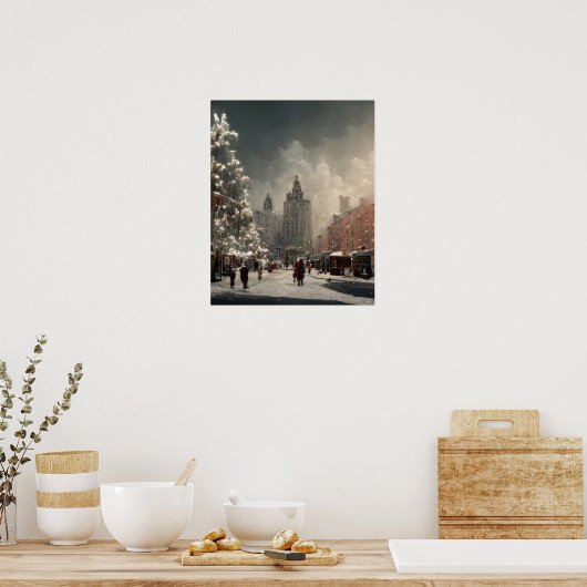 New York Kerstmis Poster (Keuken)