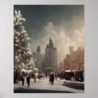 New York Kerstmis Poster