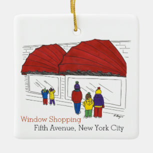 New York Kerstmis vijfde avenue raam winkelen Keramisch Ornament