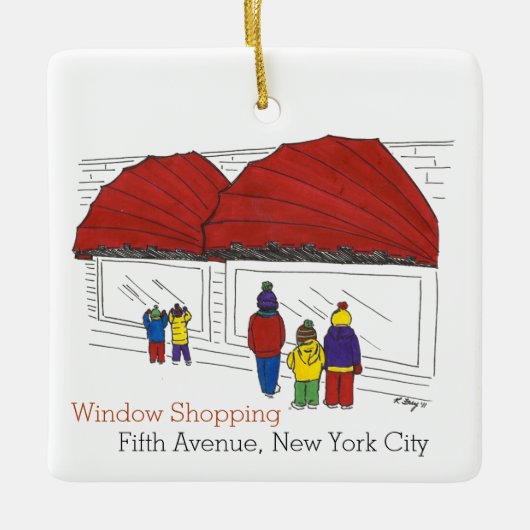 New York Kerstmis vijfde avenue raam winkelen Keramisch Ornament (Voorkant)