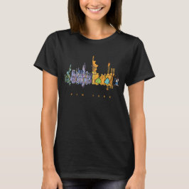 New York kleurrijk silhouet T-shirt
