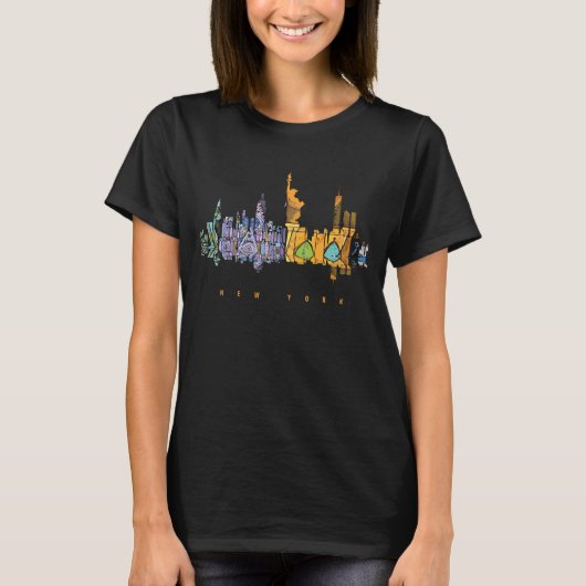 New York kleurrijk silhouet T-shirt (Voorkant)