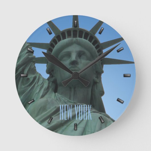 New York Klock Statue of Liberty Wall Clock Ronde Klok (Voorkant)