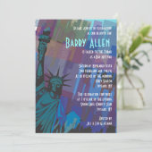 New York Lady Liberty Bar Bat Mitzvah Uitnodiging (Staand voorkant)
