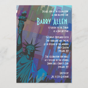 New York Lady Liberty Bar Bat Mitzvah Uitnodiging