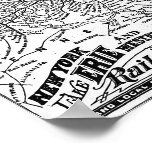 New York Lake Erie en Westerne Railroad 1884 Map Poster (Hoek)