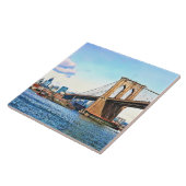 New York-landhoofd van de Brooklyn Bridge Tegeltje (Zijkant)