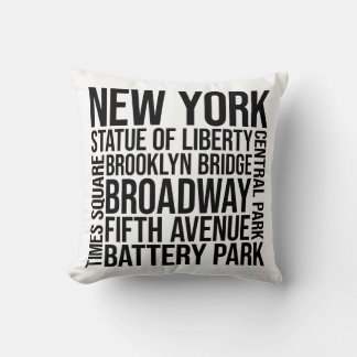 New York Landmarks Typography - USA Word Art Kussen