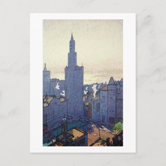 New York Landscape, Hiroshi Yoshida, Woodcut Briefkaart (Voorkant)