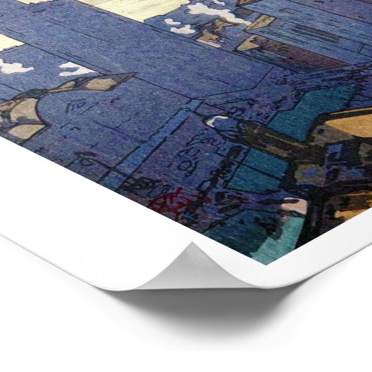 New York Landscape, Hiroshi Yoshida, Woodcut Poster (Hoek)