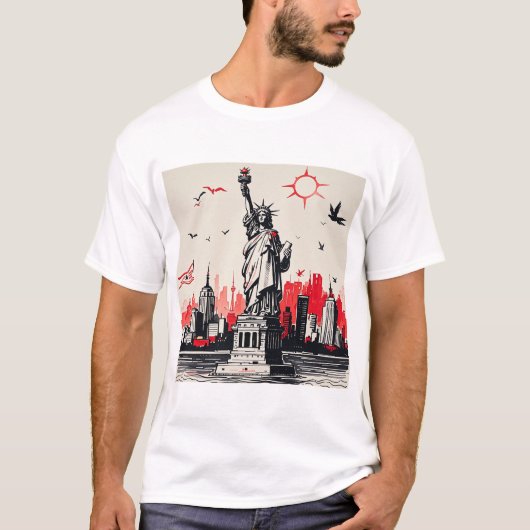 New York Liberty beeld Mannen T-shirt (Voorkant)