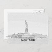 New York Liberty Sketch Briefkaart (Voorkant / Achterkant)