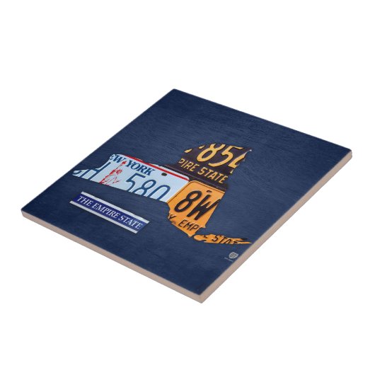 New York License Bord Map keramische tapijten V2 Tegeltje (Zijkant)