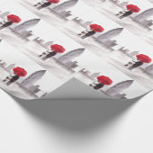 New York liefdeskoppel met rode paraplu Cadeaupapier (Hoek)