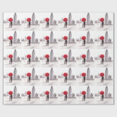 New York liefdeskoppel met rode paraplu Cadeaupapier (Vlak)