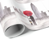 New York liefdeskoppel met rode paraplu Cadeaupapier (Rol Hoek)