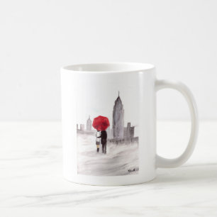 New York liefdeskoppel met rode paraplu Koffiemok
