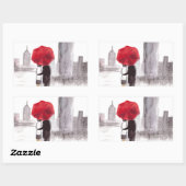 New York liefdeskoppel met rode paraplu Rechthoekige Sticker (Vel)