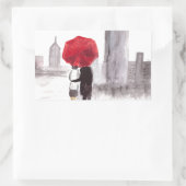 New York liefdeskoppel met rode paraplu Rechthoekige Sticker (Tas)