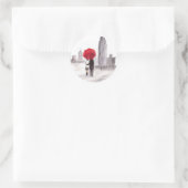 New York liefdeskoppel met rode paraplu Ronde Sticker (Tas)