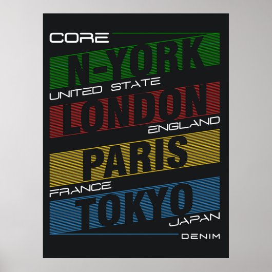 New York, Londen, Parijs, Tokio Poster (Voorkant)