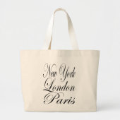 New York Londen Parijs – Typografie Slogan Grote Tote Bag (Voorkant)