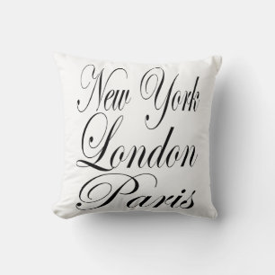 New York Londen Parijs – Typografie Slogan Kussen
