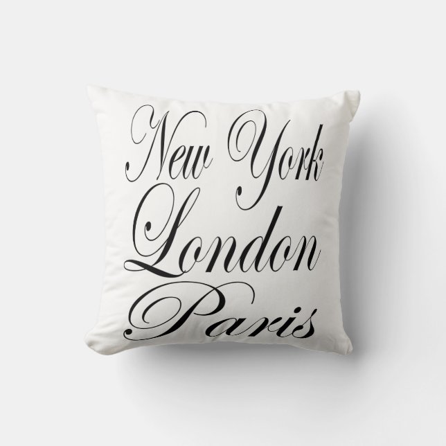New York Londen Parijs – Typografie Slogan Kussen (Voorkant)