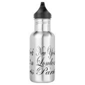 New York Londen Parijs – Typografie Slogan Waterfles (Rechts)