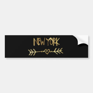 New York Love USA Black en Gold look Typografie Bumpersticker