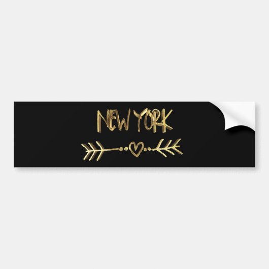 New York Love USA Black en Gold look Typografie Bumpersticker (Voorkant)