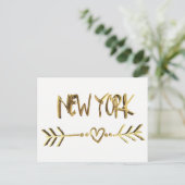 New York Love USA Elegant Gold Kijk Typografie Briefkaart (Staand voorkant)