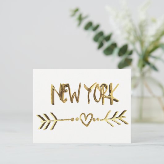 New York Love USA Elegant Gold Kijk Typografie Briefkaart (Staand voorkant)