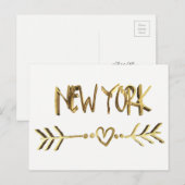 New York Love USA Elegant Gold Kijk Typografie Briefkaart (Voorkant / Achterkant)