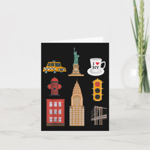 New York Lovers T-shirt NYC City Landmarks Fan S Kaart
