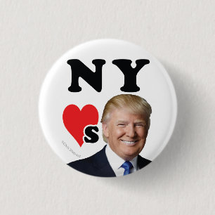 NEW YORK LOVES DONALD TRUMP Big Apple Manhatten NY Ronde Button 3,2 Cm