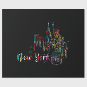 New York Lucht Hartslag Statue of Liberty Ik Hou V Cadeaupapier