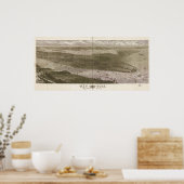 New York Manhattan 1876 Antiek Panorama Poster (Keuken)