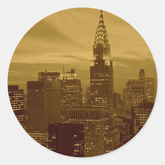  New York Manhattan Ronde Sticker (Voorkant)