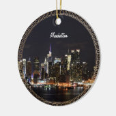 New York, Manhattan Silhouette bij Nacht Keramisch Ornament (Links)